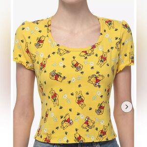 NWT Hot Topic Winnie the Pooh Yellow Crop Top Size XL